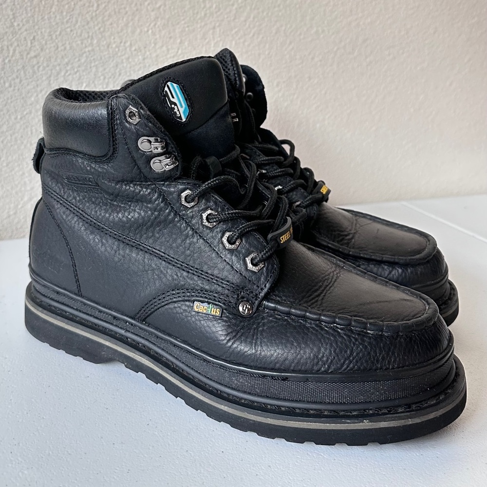 MEN'S CACTUS BLACK STEEL TOE OIL & SLIP RESISTANT WORK BOOT SIZE 10